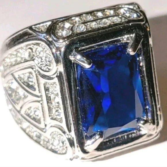 Silver and Blue Men's Ring